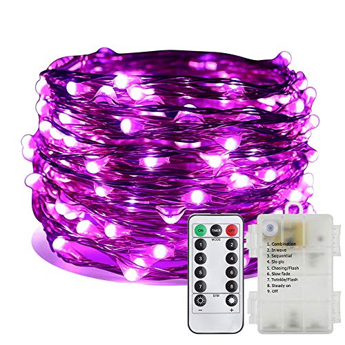 Product Cover ER CHEN Battery Operated Fairy Lights, Waterproof 8 Modes 100 LED String Lights 33 ft Copper Wire Twinkle Firefly Lights with Remote Timer for Indoor Outdoor Decor (Purple)