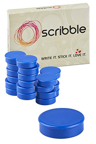 Product Cover Scribble 1 Inch Blue Office Magnets (20 Pack), Colorful Round Refrigerator Magnets, Perfect for Whiteboards, Lockers & Fridge.