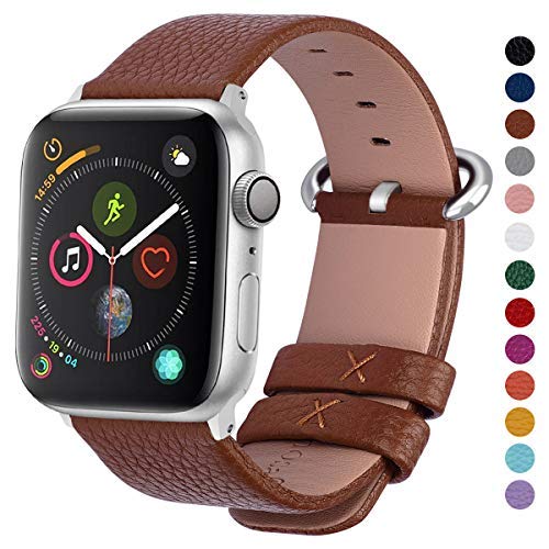 Product Cover 15 Colors for Apple Watch Bands, Fullmosa Yan Calf Leather Replacement Band/Strap for iWatch Series 3, Series 2, Series 1, Sport and Edition Versions 2015 2016 2017, 38mm Brown