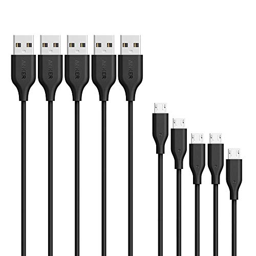 Product Cover Anker [5-Pack] Powerline Micro USB - Charging Cable [Assorted Lengths] for Samsung, Nexus, LG, Android Smartphones and More (Black)