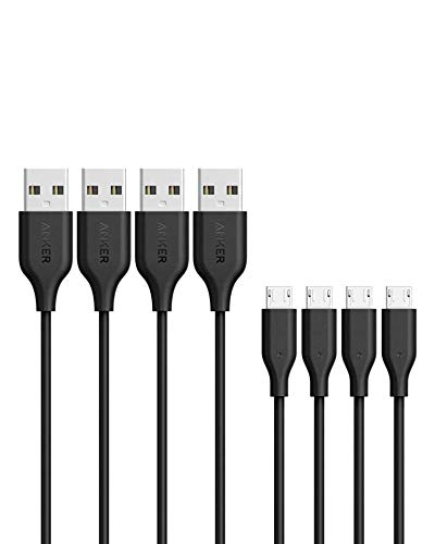 Product Cover Anker [4-Pack] Powerline Micro USB (1ft) - Charging Cable for Samsung, Nexus, LG, Android Smartphones and More (Black)