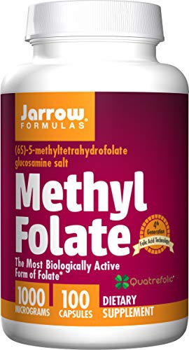 Product Cover Jarrow Formulas Methyl Folate, Supports Brain, Memory, Cardiovascular Health, 1000 mcg, 100 Count