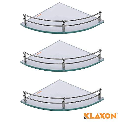 Product Cover Klaxon Glass Corner Shelf (Glossy, Pack of 3)