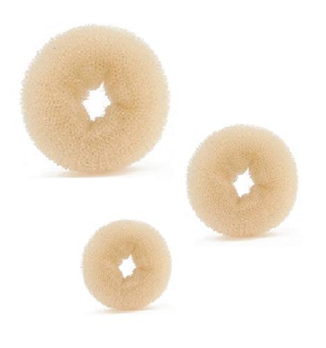 Product Cover Beaute Galleria 3 Pieces Mini Kids Hair Donut Bun Maker Ring Style Mesh Chignon Ballet Sock Bun (Beige/Blonde)