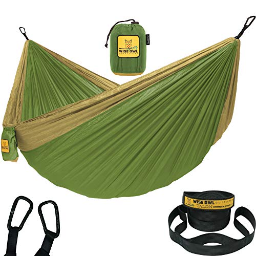 Product Cover Wise Owl Outfitters Hammock for Camping Single & Double Hammocks Gear for The Outdoors Backpacking Survival or Travel - Portable Lightweight Parachute Nylon SO Green & Khaki