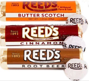Product Cover Reeds Hard Candy Rolls- 6ct- 2 Root Beer, 2 Cinnamon, & 2 Butterscotch