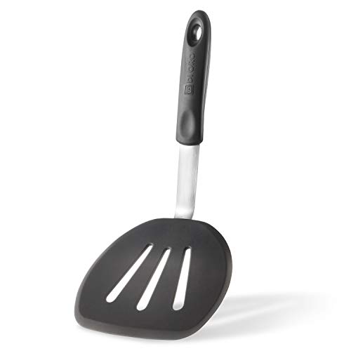 Product Cover Di Oro Chef Series Wide Round Flexible Silicone Turner Spatula - 600ºF Heat Resistant Rubber Kitchen Flipper Spatula - Ideal for Pancakes, Eggs and More - BPA Free, FDA Approved, and LFGB Certified