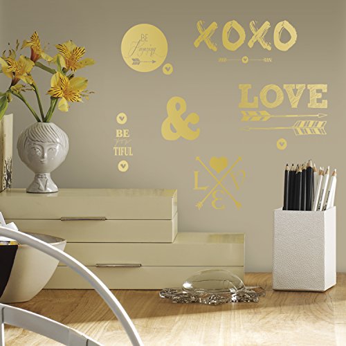Product Cover RoomMates Gold Love With Hearts And Arrows Peel And Stick Wall Decals