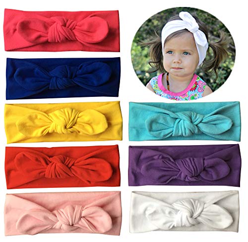 Product Cover Qandsweet Baby Hairband Girl Elastic Hair Accessories Headbands (8 Pack Solid Bunny Ears)