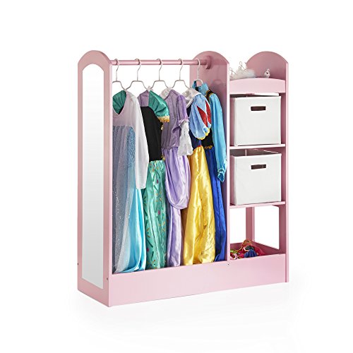 Product Cover Guidecraft See and Store Dress-up Center - Pink: Pretend Play Costume Storage Wardrobe for Kids with Mirror & Shelves, Armoire with Bottom Tray, Toddlers Room Furniture