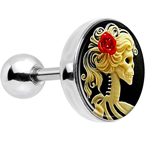 Product Cover Body Candy Stainless Steel Red Rose Skeleton Cameo Tragus Cartilage Earring 16 Gauge 1/4