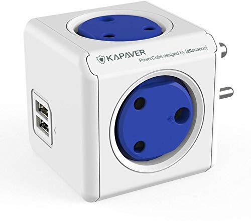 Product Cover Kapaver PowerCube Spike Guard Wall Adapter with 4 Outlet 5V 2.1A and Dual USB Mobile Tablet iPhone iPad Charger(KP-PC4USB)
