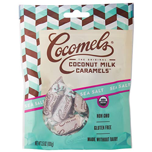 Product Cover Cocomels Coconut Milk Caramels, Sea Salt Flavor, Organic, Dairy Free, Vegan, Gluten Free, Non-GMO, No High Fructose Corn Syrup, Kosher, Plant Based, Individually Wrapped Candy, (1 Pack)