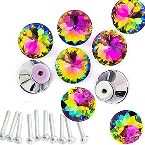 Product Cover HOSL 10pcs Colorful Crystal Glass Cupboard Wardrobe Cabinet Drawer Knob Door Pull Handle