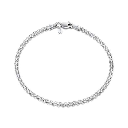Product Cover Amberta 925 Sterling Silver 2.2 mm Bismark Chain Bracelet Length 7