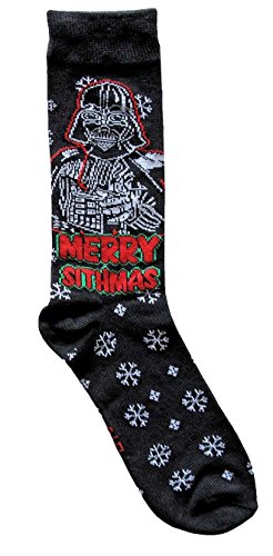 Product Cover Hyp Star Wars Darth Vader Merry Sithmas Men's Crew Christmas Socks Shoe Size 6-12