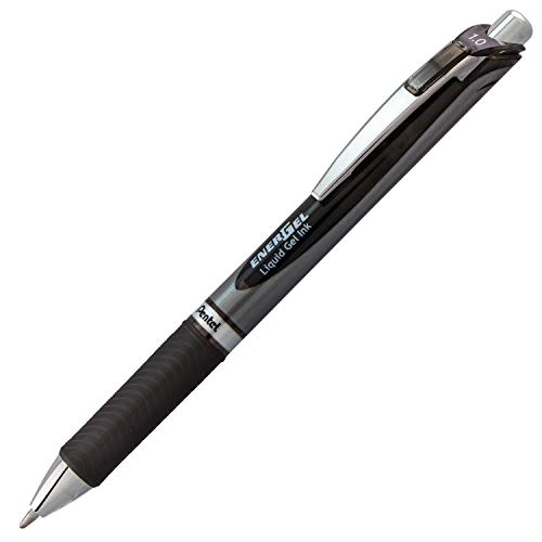 Product Cover Pentel EnerGel RTX Retractable Liquid Gel Pen, Bold Line, Metal Tip, Black Ink, Box of 12 (BL80-A)
