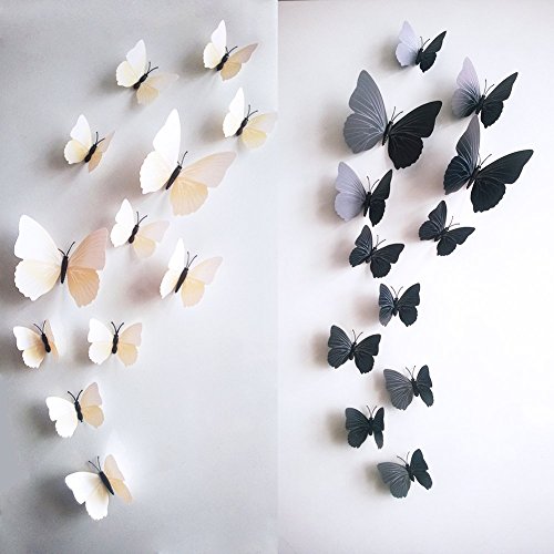Product Cover Amaonm 24pcs 3D Vivid Special Man-Made Lively Butterfly Art DIY Decor Wall Stickers Decals Nursery Decoration, Bathroom Décor, Office Décor, 3D Wall Art, 3D Crafts for Wall Art Kids Room Bedroom
