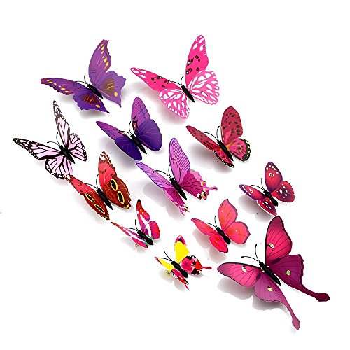 Product Cover Amaonm 24pcs 3D Vivid Special Man-Made Lively Butterfly Art DIY Decor Wall Stickers Decals Nursery Decoration, Bathroom Décor, Office Décor, 3D Wall Art, 3D Crafts for Wall Art Kids Room Bedroom