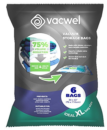Product Cover Vacwel Jumbo Vacuum Storage Bags for Clothes, Quilts, Pillows, Space Saver Size 43x30