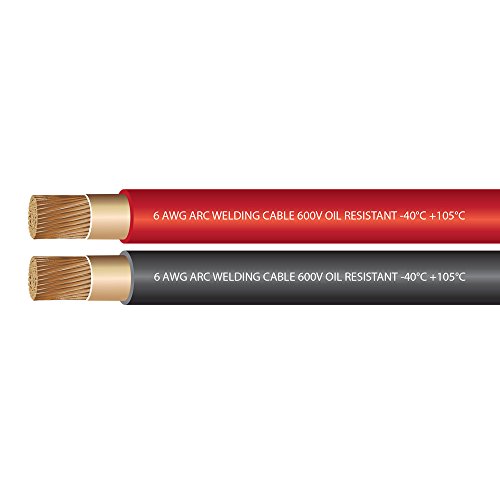 Product Cover EWCS 6 Gauge Premium Extra Flexible Welding Cable 600 Volt Combo Pack - -15 Feet of Each Black+Red - Made in The USA