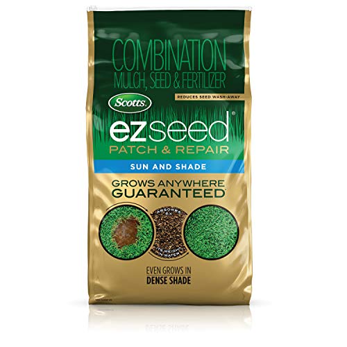 Product Cover Scotts EZ Seed Patch and Repair Sun and Shade, 10 lb. - Combination Mulch, Seed and Fertilizer, Tackifier Reduces Seed Wash-Away - Full Sun, Dense Shade, High Traffic Areas - Covers up to 225 sq. ft.