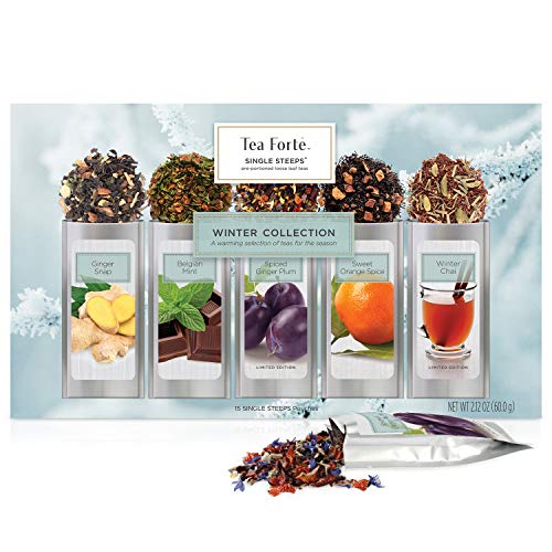 Product Cover Tea Forte Single Steeps Winter Collection - Awarming selection of Teas for the season - Limited Edition - 15 Single Steeps Pouches