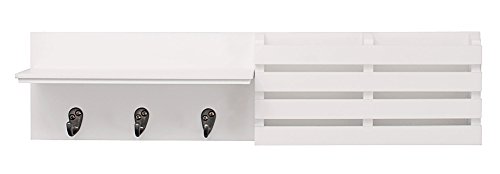 Product Cover kieragrace Sydney Wall Shelf and Mail Holder with 3 Hooks, 24-Inch by 6-Inch, White