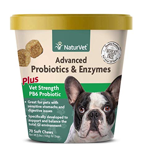 Product Cover NaturVet - Advanced Probiotics & Enzymes - Plus Vet Strength PB6 Probiotic for Dogs - Supports and Balances Pets with Sensitive Stomachs & Digestive Issues - 70 Soft Chews