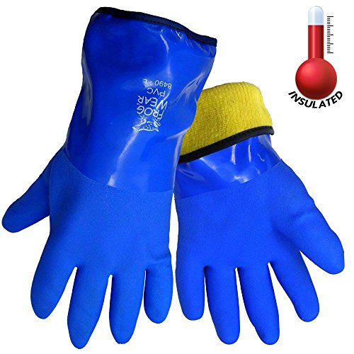 Product Cover Frogwear 8490 Insulated & Waterproof Blue Tripple Dipped Work Gloves, Ultra Flexible, Chemical & Oil Resistant, Sizes M-XL (1 Pair) (Extra Large)