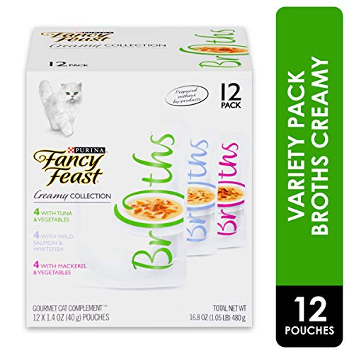 Product Cover Purina Fancy Feast Wet Cat Food Complement Variety Pack, Broths Creamy Collection - (12) 1.4 oz. Pouches