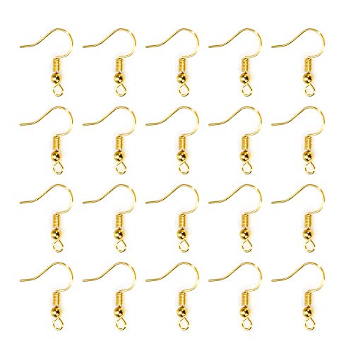Product Cover TOAOB 100pcs Earring Hooks Ear Wires with Ball and Coil K-Gold Tone Hypo Allergenic Fish Earring Hooks 18mm for DIY Jewelry Findings