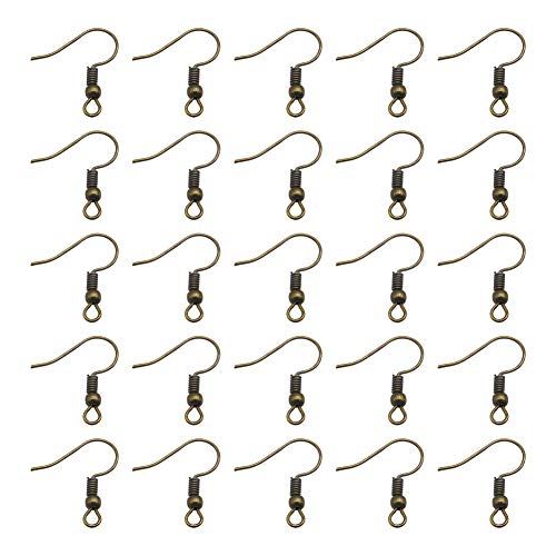 Product Cover TOAOB 100pcs Earring Hooks Ear Wires with Ball and Coil Antique Bronze Hypo-allergenic 18mm for DIY Jewelry Making