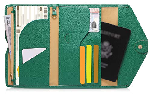 Product Cover Zoppen Mulit-purpose Rfid Blocking Travel Passport Wallet (Ver.4) Tri-fold Document Organizer Holder, 3 Forest Green