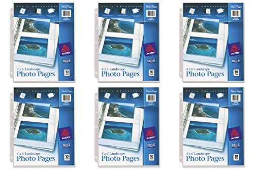 Product Cover Avery Horizontal Photo Pages, Acid Free, 4 x 6 Inches, Pack of 10 (13406), 6 Packs