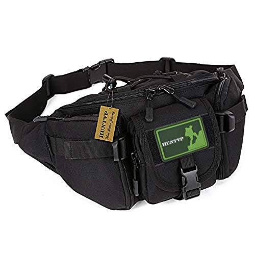 Product Cover Huntvp Tactical Waist Pack Bag Military Fanny Packs WR Hip Belt Bag Pouch for Hiking Climbing Outdoor Bumbag-Black