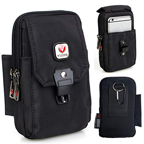 Product Cover VIIGER Multipurpose Vertical Nylon Smartphone Pouch with Belt Loop Cell Phone Holster Belt Pouches for Men Waist Bag Pack Carry Pouch Compatible for iPhone Xs Max X Xr 6 6s 7 8 Plus Galaxy S8 S9 S10+