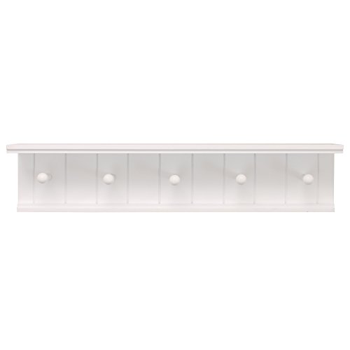 Product Cover Kiera Grace Kian Wall Shelf with 5 Pegs, 24-Inch by 5-Inch, White