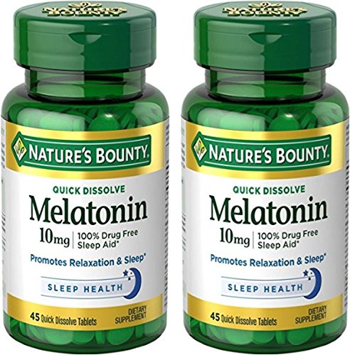 Product Cover Natures Bounty Melatonin Quick Dissolve Tablet, 10 mg, 90 Tablets (2 X 45 Count Bottles)