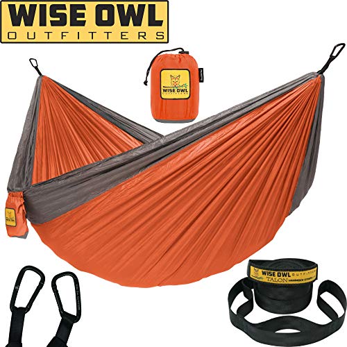 Product Cover Wise Owl Outfitters Hammock Camping Double & Single with Tree Straps - USA Based Hammocks Brand Gear, Indoor Outdoor Backpacking Survival & Travel, Portable DO Org/Gy