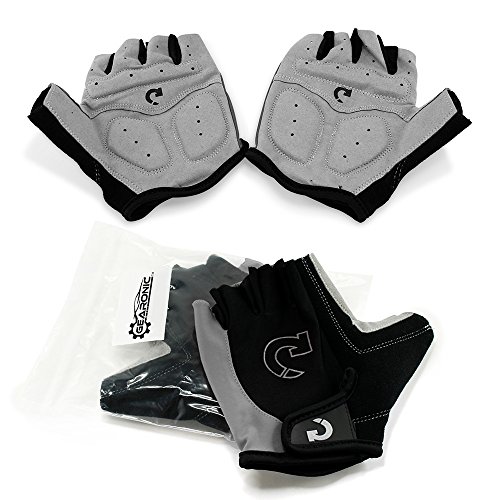 Product Cover GEARONIC Cycling Bike Bicycle Motorcycle Glove Shockproof Foam Padded Outdoor Workout Sports Half Finger Short Gloves - Gray