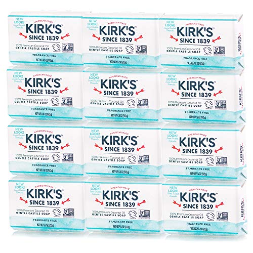 Product Cover Kirk's Original Coco Castile Bar Soap Fragrance Free 4 Ounces (12 Pack)