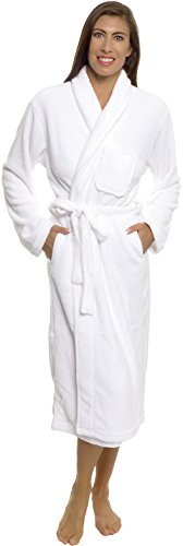 Product Cover Silver Lilly Womens Bathrobe Plush Wrap Kimono Loungewear Gown (White, S/M)