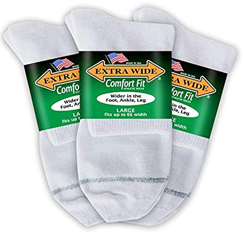 Product Cover Big & Tall Men's Extra Wide Socks Athletic Quarter Size 11-16, White, Size 12-16