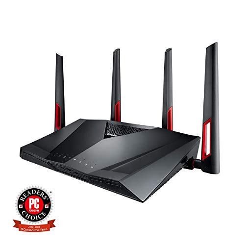 Product Cover ASUS Dual-Band Gigabit WiFi Gaming Router (AC3100) with MU-MIMO, supporting AiProtection network security by Trend Micro, AiMesh for Mesh WiFi system, and WTFast game Accelerator (RT-AC88U)