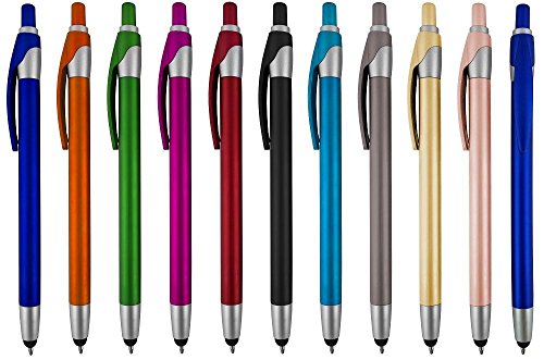 Product Cover Stylus for Touch Screens Pen with Ball Point Pen,for Universal Touch Screen Devices, for Phones, Ipads,Tablets, iPhone, Samsung Galaxy etc. Assorted Colors (Metallic 12 Pack)
