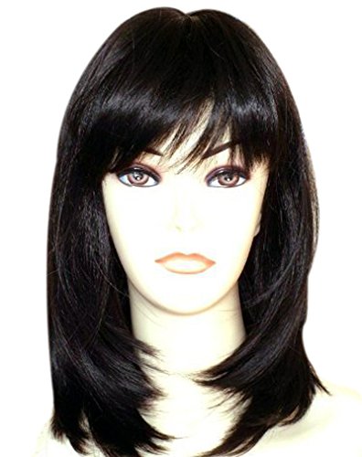 Product Cover Kalyss Women's Wig Long Straight Layers Black Synthetic Hair wigs for Women (Black 1B)