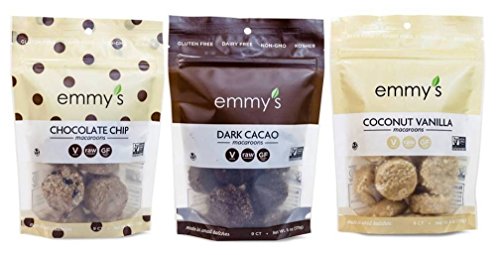 Product Cover Emmy's Organics, Coconut Cookies - Variety Pack (Dark Cacao, Vanilla Bean, Chocolate Chip), 6 oz (Pack of 3)