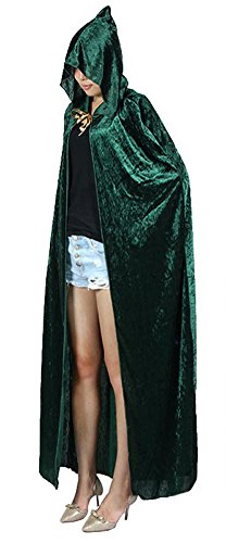 Product Cover Urban CoCo Women's Costume Full Length Crushed Velvet Hooded Cape (green)