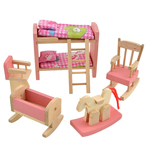 Product Cover Vktech Wooden Dollhouse Funiture Kids Child Room Set Play Toy (Bunk Bed)